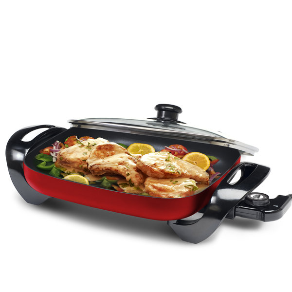 Elite by MaxiMatic Gourmet 15" x 12" Electric Skillet with Glass Lid